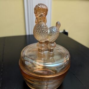 Carnival Glass Poodle Candy Jar